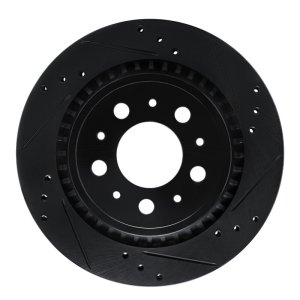 Volvo V70 Brake Rotor (1) - Rear Right - R1 Concepts - Drilled & Slotted - Black - 2000